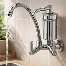 Torneira De Parede Com Filtro Cromada Gourmet Cozinha Bica Alta 360° Purificador De Água Luxo