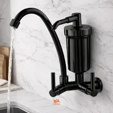 Torneira De Parede Com Filtro Preta Gourmet Cozinha Bica Alta 360° Purificador De Água Luxo