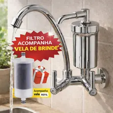 Torneira Filtro Parede Cromada Luxo 360° Bica Alta Dupla Saída Purificador Cozinha Alta Pressão