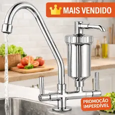 Torneira Gourmet Cromada com Filtro Luxo Cozinha Bancada Bica Alta 360° Alta Pressão Refil Incluso Purificador Premium