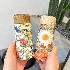 180ML Criativo Mini Garrafa Térmica De Aço Inoxidável 316 Com Tampa De Madeira Portátil Bonito Bolso Copo De Viagem