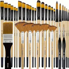 Conjunto de 32 pincéis, adequado para pintura artística, pintura acrílica, pintura a óleo e pintura em tela.