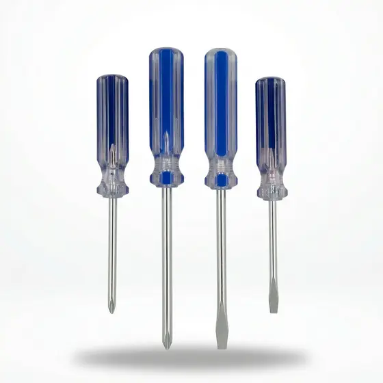 Kit 4 Peças Chave de Fenda e Phillips Ph2x75 Ph2x100 6x100 5x75 Cabo Azul MP218