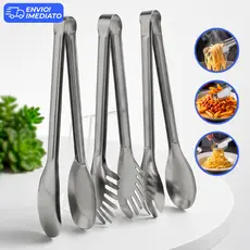 Kit 3 Pegadores Cozinha Aço Inox Salada Massa Carne Multiuso Utensílios Buffet 29cm Hercos
