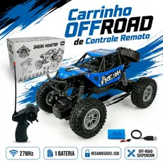 Carrinho Controle Remoto Recarregável 4x4 Off Road Recarregável USB 1:18 Brinquedo Infantil Menino