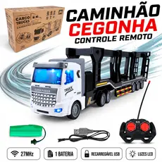 Caminhão Carrinho Controle Remoto Recarregável Led Carreta Brinquedos De Menino