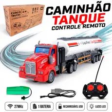 Caminhão Carrinho Controle Remoto Recarregável Led Carreta Brinquedos De Menino Polibrinq