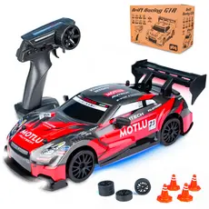 Brinquedo Carrinho Drift de Controle Remoto GTR R35 Skyline Nissan Luzes Bateria Recarregável