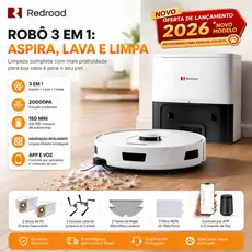 Robô Aspirador Inteligente 20.000Pa Autoesvaziável 3 em 1 Aspira Varre Passa Pano Controle por App e Voz Para Pets