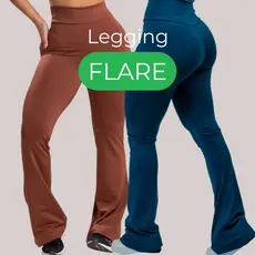 KIT 2 Calça Legging Flare Bailarina Leg Feminina Boca de Sino Cintura Alta Confortável 8.8 Promoção