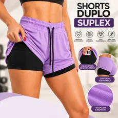 Short Feminino Fitness Treino Duplo Dryfit Academia Caminhada Yoga Crossfit Confortável Promoção 9.9