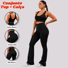 Conjunto Fitness Feminino Legging Cintura Alta e Top Zero Transparência Academia Treino São João
