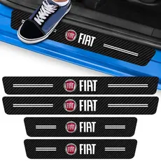 Kit 4 Peças Adesivo Soleira de Porta Carro Modelo Fiat Proteção Fibra de Carbono Anti Arranhões