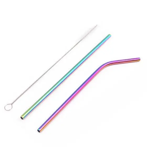 1 Kit Canudos de Metal reutilizável um 1 reto, um 1 curvo e uma 1 escova.