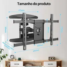 Large Giant Articulated Tv Mount 55 to 85 Reinforced Giant Black Wall Mount