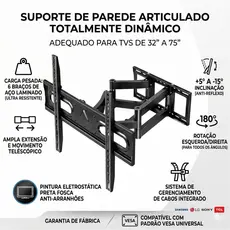 Tri-Articulated Wall Mount for 32' to 65' Tvs, Multi-Articulated Reinforced for Tv/monitor Maxmulti