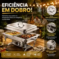 Professional Stainless Steel Chafing Dish 12L | Alcohol Heating Folding Feet with 1, 2 or 3 Compartments for Buffet Part