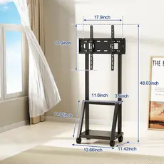 Pedestal TV Mount with Adjustable Height 32-75" Reinforced Steel and Easy Assembly