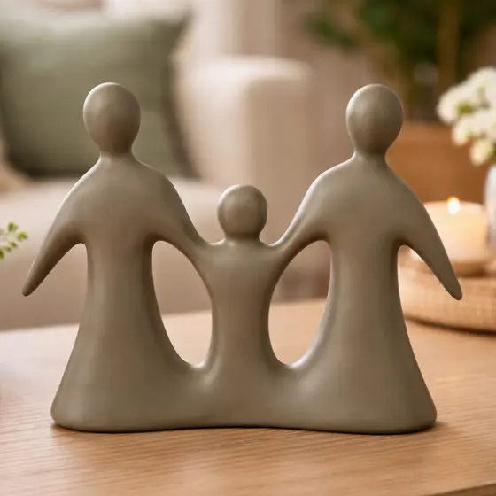Escultura Em Cerâmica Abstrata Família Reunida - Decoração Moderna