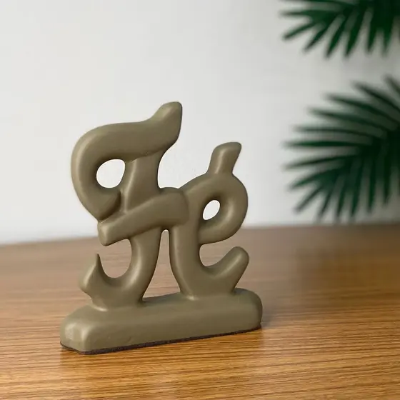 Enfeite Decorativo Cerâmica Palavra "FÉ" - Para Sala, Quarto, Escritório, Aparador