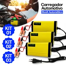 Carregador de Bateria Automotivo Inteligente Bivolt Carro Moto fonte 12v Cabo Chupeta