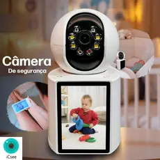 Câmera de Segurança Wifi Tela Bidireccional Baba Eletronica Ip Icsee Visão Noturna 4MP Full HD Video