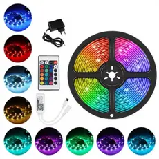 Fita LED RGB 3528 5M 300 LEDs IP65 à Prova D'Água com Fonte Inclusa – Iluminação Colorida e Flexível
