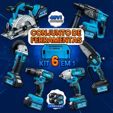 Kit 6 Ferramentas com Furadeira Parafusadeira Martelete Chave de Impacto Esmerilhadeira Serra 48v