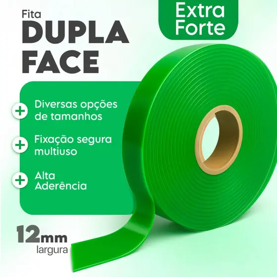 Fita Dupla Face 12mm Vários Tamanhos Extra Forte Transparente Acrílica Artesanato vhb 1m 2m 3m 5m