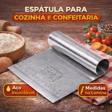 Espátula Inox 15cm Prática Raspador De Massa Com Cabo Tubular Raspa Corta Separa Recolhe e Alisa