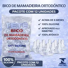 Kit 12 Un Bico Ortodôntico para Mamadeira 100% Silicone Macio Universal Ortô Com Inmetro Tetê
