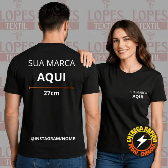 Camiseta Unissex 100% Algodão Personalizada Uniforme Empresa | Do P ao G5 | Plus Size SUA MARCA AQUI