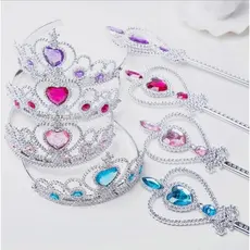 Kit Coroa e Varinha Magica Princesa Infantil Tiara Festa Fantasia