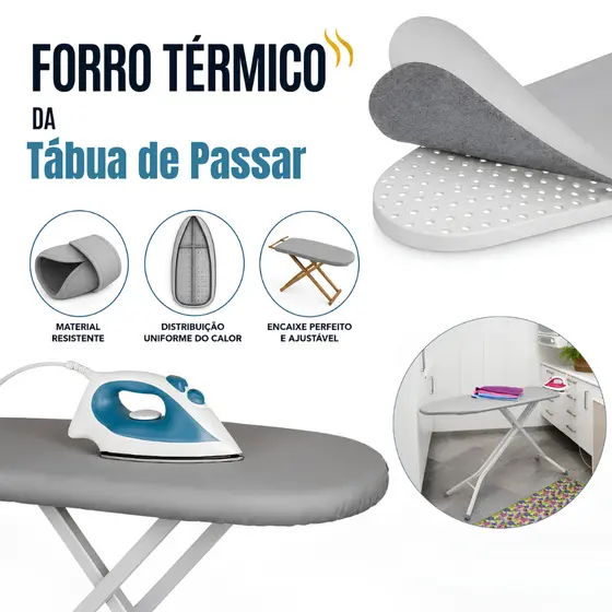 Forro Termico da Tabua de Passar Roupas Com Espuma Tamanhos P M G - Universal