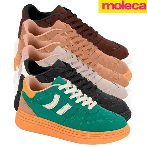 Tênis Feminino Moleca Casual Nobuck Tunisia Versátil Lançamento Confortável Original Envio Rapido