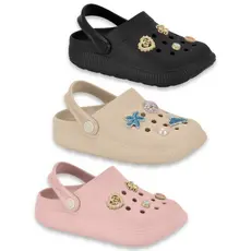 Babuche Infantil Molekinha Clog Com Enfeites Pins Removíveis Super Leve Eva Confortável Original