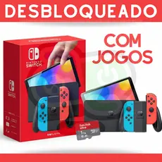 Nintendo Switch Oled Desbloqueado Novo - MicroSD 128/256/512