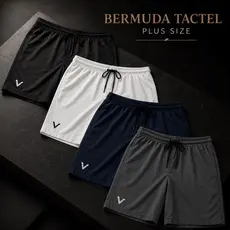 Kit 2 Bermuda Tactel Masculina Plus Size G1 G2 Bolsos Laterais Cintura Elástica Praia VELKON
