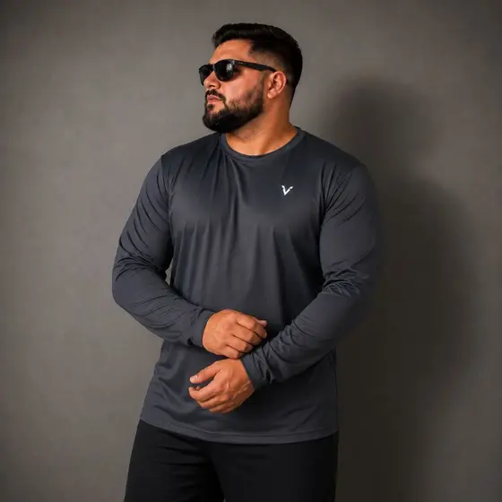 Camisa Uv Plus Size Velkon Masculina Proteção Solar Segunda Pele Malha Térmica UV Masculina Manga Longa Proteção
