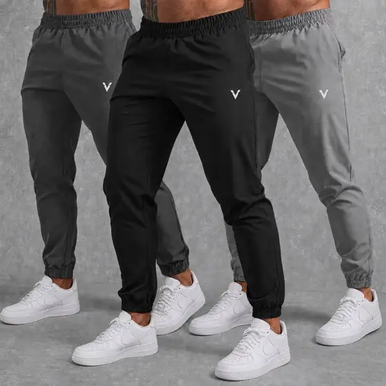 Kit 3 Calças Jogger Masculina Tactel Plus Size P ao G4 Punho Elástico Bolsos Academia Treino Esportiva Leve Casual