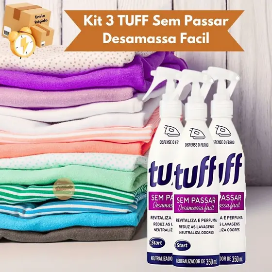 Kit 3 Tuff Sem Passar: Desamassa Fácil, Perfuma Revitaliza e Neutraliza Odores Start 350ML