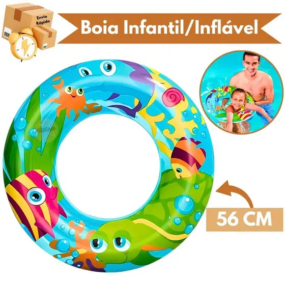 Boia Redonda Inflável Para Criança 56cm Piscina Diversão Lazer