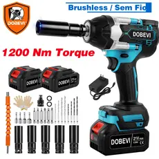 Chave de Impacto Brushless  1200N.m - 3 em 1 | Com Jogo de Soquetes | Sem Fio +2 Baterias  DOBEVI