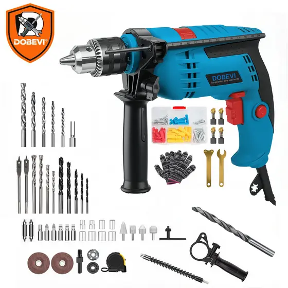 Furadeira Impacto 500W Profissional 1/2" 2800rpm + Kit Acessórios Dobevi