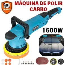 Máquina De Polir Carro 1600W | Politriz Automotiva Profissional Roto Orbital 15mm | 7 Velocidades | Kit Boinas DOBEVI