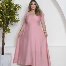 Vestido Longo Plus Size Manga Princesa Bufante Moda Evangélica Festa Casamento Lançamento Viscomida