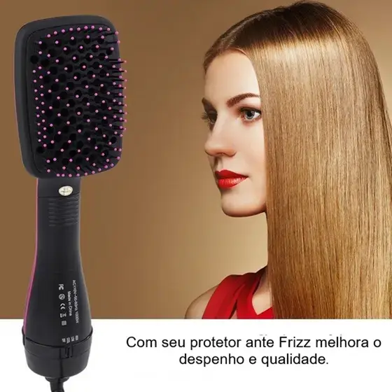 Escova Secadora De Cabelo Seca Alisa E Modela Com 1000w De Potencia