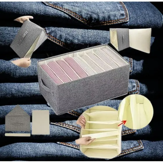 Caixa Organizadora c/7 divisórias p/ Guarda Roupa Caixa Dobrável para Gavetas De Roupas