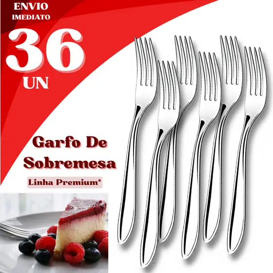 KIT 36 Garfos De Sobremesa Reforçado Inox Premium Para Doces