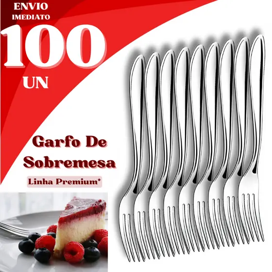 KIT 100 Garfos de Inox Linha Premium De Sobremesa Ideal P/ Restaurantes e Casa